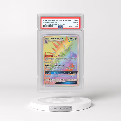 2018 Pokémon Sun & Moon Lost Thunder #223 Tyranitar GX - Holo Full Art Secret (PSA 9 MINT)