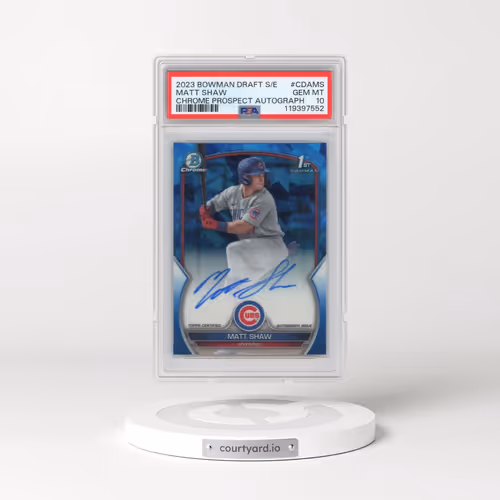 2023 Bowman Draft Sapphire Edition Chrome Prospect Autographs #CDAMS Matt Shaw (PSA 10 GEM MINT)