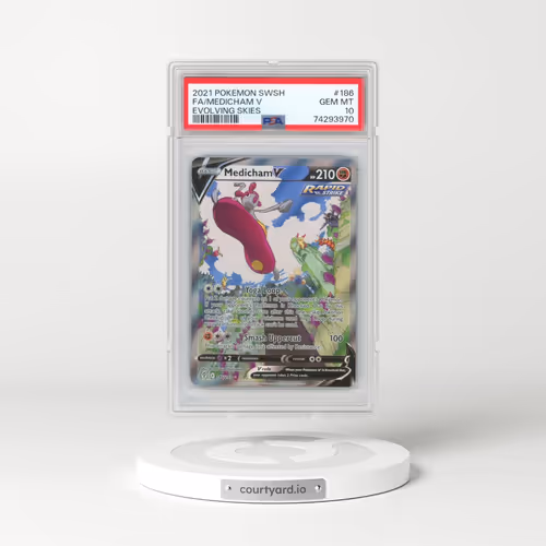 2021 Pokémon Sword & Shield Evolving Skies #186 Medicham V - Holo Full Art (PSA 10 GEM MINT)
