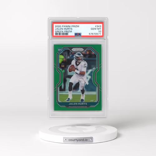 2020 Panini Prizm #343 Jalen Hurts - Green Prizm (PSA 10 GEM MINT)