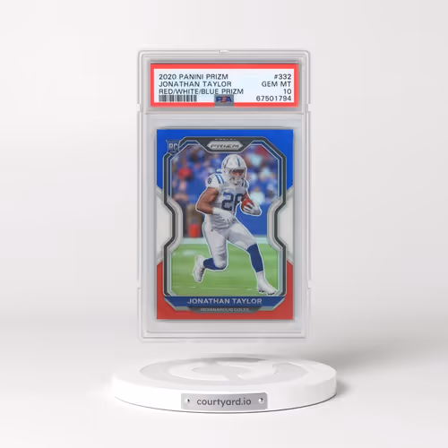 2020 Panini Prizm #332 Jonathan Taylor - Red/White/Blue Prizm (PSA 10 GEM MINT)