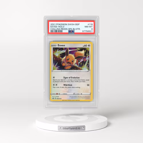 2021 Pokémon Swsh Black Star Promo #118 Eevee - Holo Chilling Reign Three Pack Blisters (PSA 8 NM-MT)