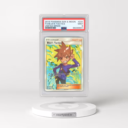 2019 Pokémon Sun & Moon Unified Minds #231 Blue's Tactics - Full Art (PSA 9 MINT)