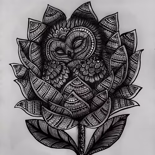 Doodle Bloomy Owl 