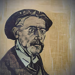 GANfolk #98 - Linocut Print of a Curious Austrian Man, Stefan Langer