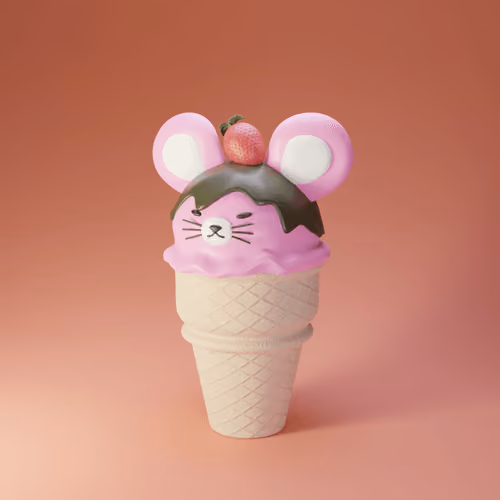 Cute Ice Cream 0157  Strawberry Mouse