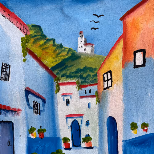 The street leading up the hill шт Chefchaouen