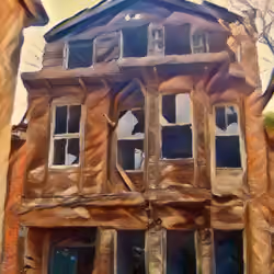 Mansion with broken windows