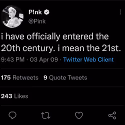 Pink First Tweet