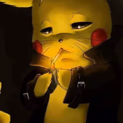 sad pikachu smoking cigarette.