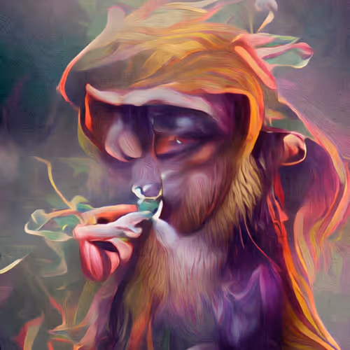 Purple Monkey Smoking Weed