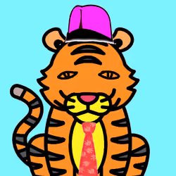 Cute Tiger with Hat and Tie #296