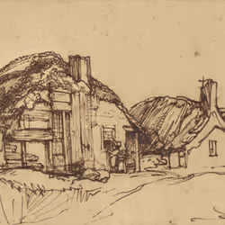 Two Thatched Cottages with Figures at a Window 85.GA.93