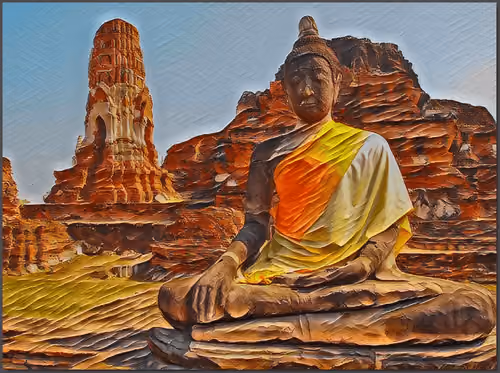Historic City of Ayutthaya, Thailand, Asia Oil Canvas Painting
