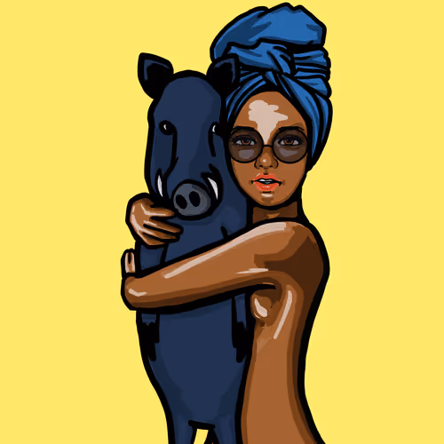 a boar and a girl