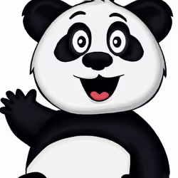 Cute Panda - He is Waving & Smiling