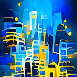 City Lights 12 Abstract Blue and Golden
