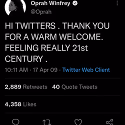 Oprah First Tweet