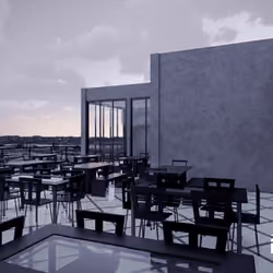 3D View-Outdoor Cafetaria #0025