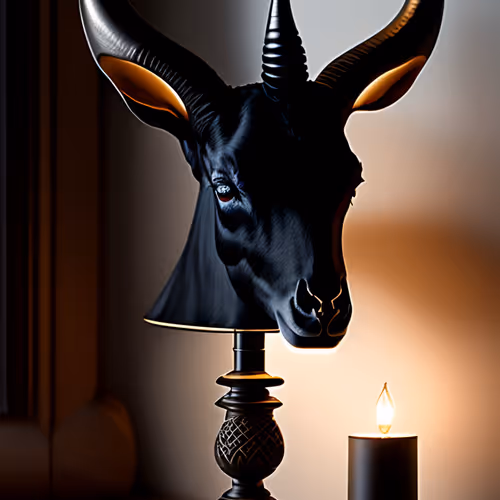 Dark Goat Skull Horns Lamp