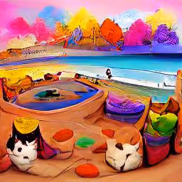 Cat on the Beach