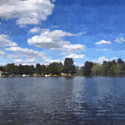 Lake in Nottingham on a sunny day 