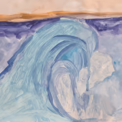 Wild sea seen by a 5-year-old boy (watercolor)