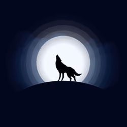 A wolf in a cloudy dark night