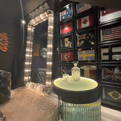 Flags, whiskey and the mirror