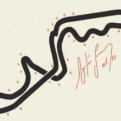 Hand-drawn map of the Suzuka GP circuit by Ayrton Senna in 1993