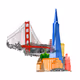 San Fancisco Collection 1b - Golden Gate and Transamerica Pyramid