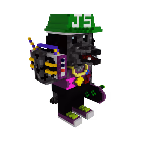 3D VOXELJOKER#00016 skate wolf DJ