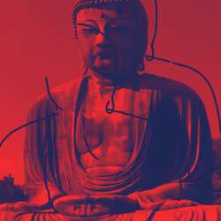 Buddha in red and blue