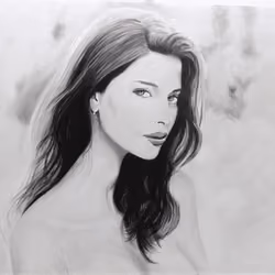Russian girl. Brunette. pencil drawing
