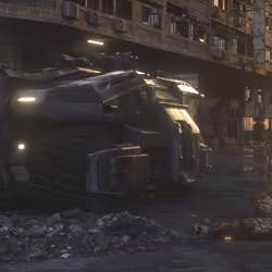 APC in ruined City