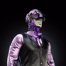 Violet business robot with VR helmet #003