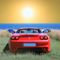 Ferrari Car in a Beautiful Seascape