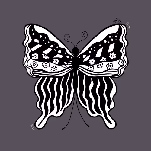 Beautiful Butterfry(monotone)