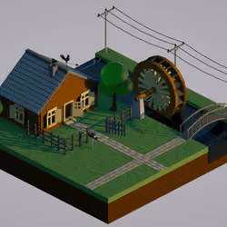 Low poly village