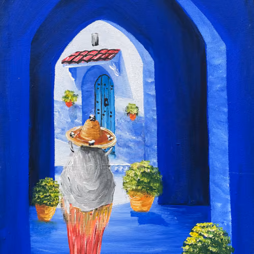 African woman on the street of Chefchaouen
