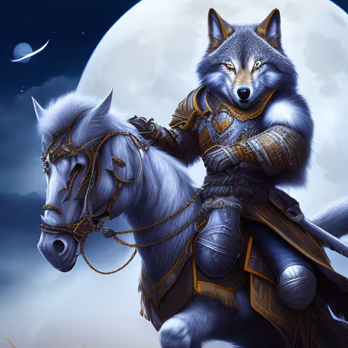 Warrior Wolf at Night