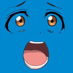 blue and anime face