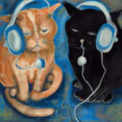Cats with headphones III