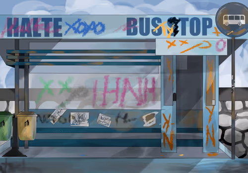 Vandalized Bus Stop