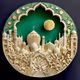 Delicate paper cutout of a mosque ISLAMIC THEME