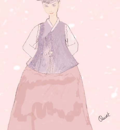 Audrey wearing Hanbok