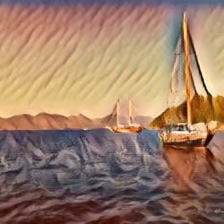 Boats sailing in the sea