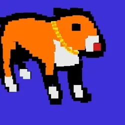 Bull terrier with gold chain pixel animation