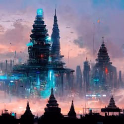 Cyberpunk Myanmar City 12