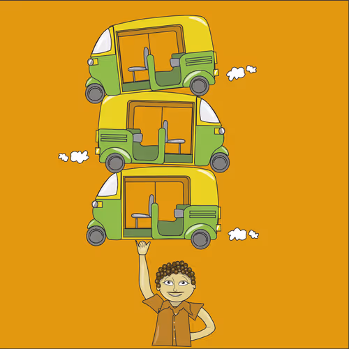 Rickshaw wala lifting Rickshaw